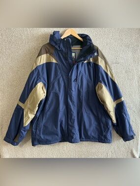 Polar Edge Platinum Series Men’s XXL Waterproof Ski Snowboard Jacket Blue Beige